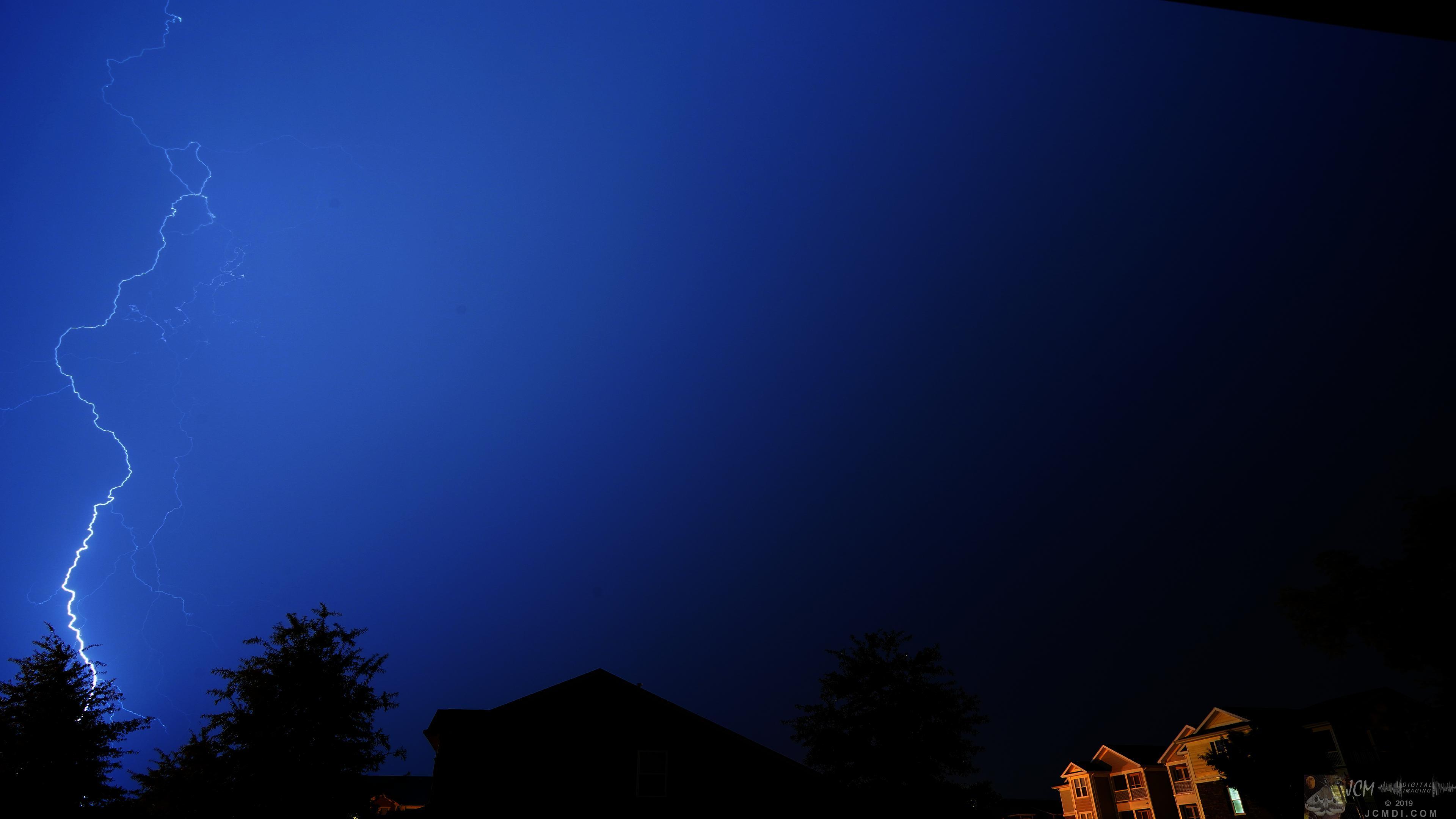 Severe thunderstorm lightning bolt lights up the sky in Tennessee